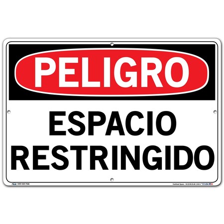 Vestil Aluminum Composite Sign, 12-1/2" Height, 18-1/2" Width, Aluminum Composite, Rectangle, Spanish SI-D-59-D-AC-130-S